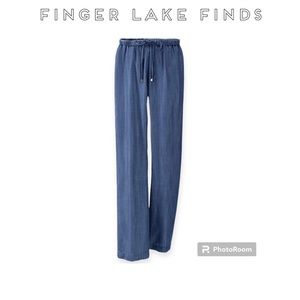 New Coldwater Creek Blue Tencel Lyocell Elastic Waist Pants, Petite Small
